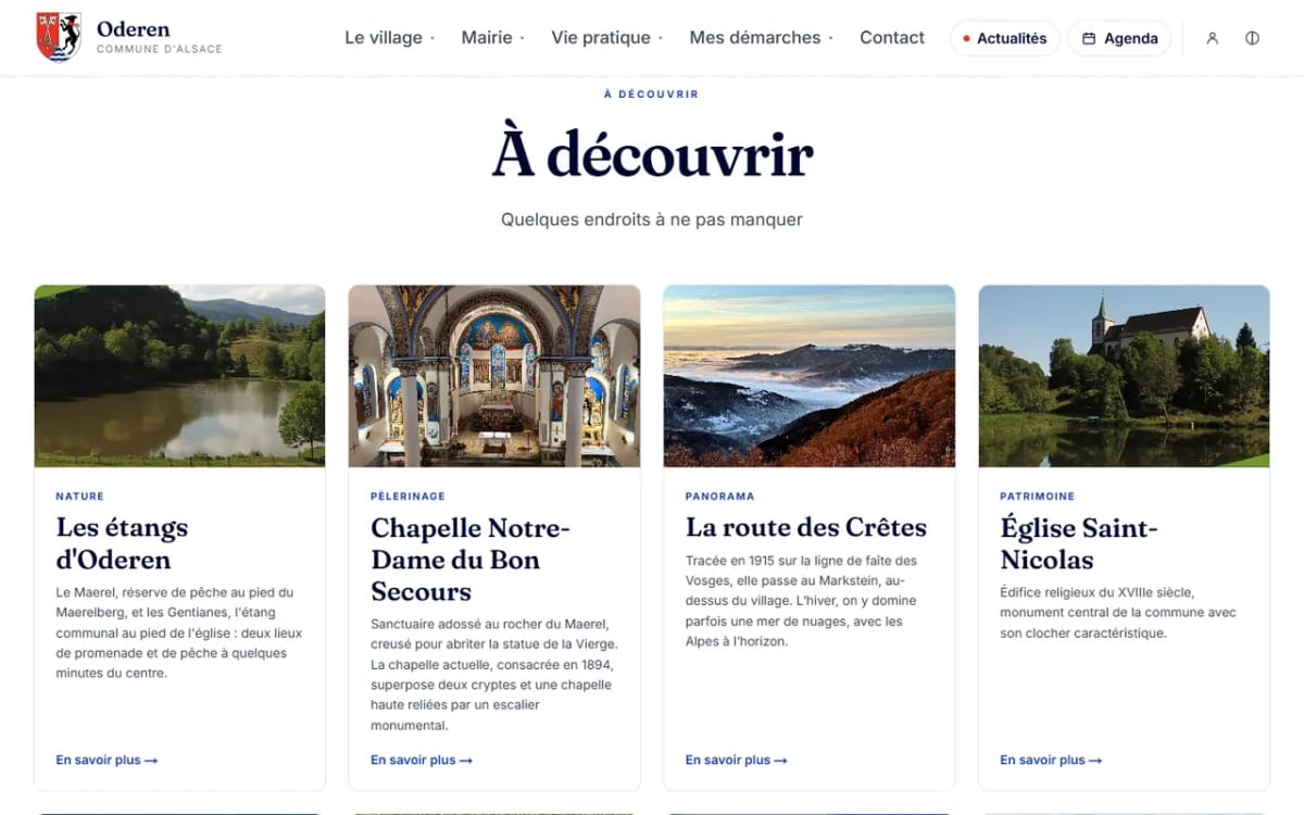 Capture d'écran d'oderen.live : les lieux à découvrir